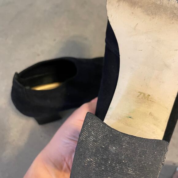 Ana Marino black Suede leather bootie shoe squared toe block heel womens size 7 - Picture 10 of 10